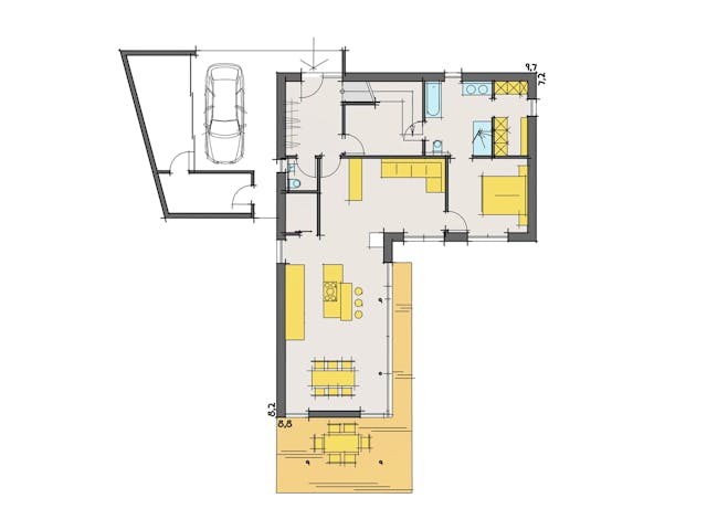 Fertighaus F150 - Kega von Fluck Holzbau Schlüsselfertig ab 400000€, Satteldach-Klassiker Grundriss 1