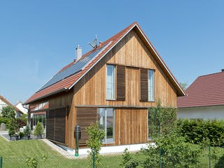 Fertighaus F174 - Kutter von Fluck Holzbau Schlüsselfertig ab 455000€, Satteldach-Klassiker Außenansicht 2
