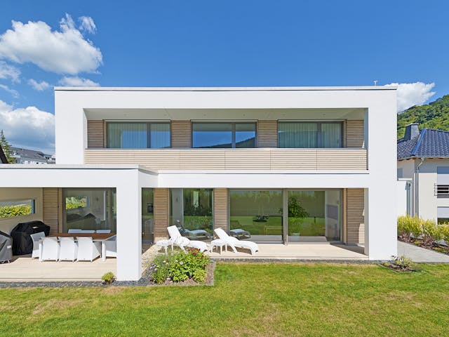 Fertighaus F201 - Ziegler von Fluck Holzbau Schlüsselfertig ab 498000€, Cubushaus Außenansicht 1