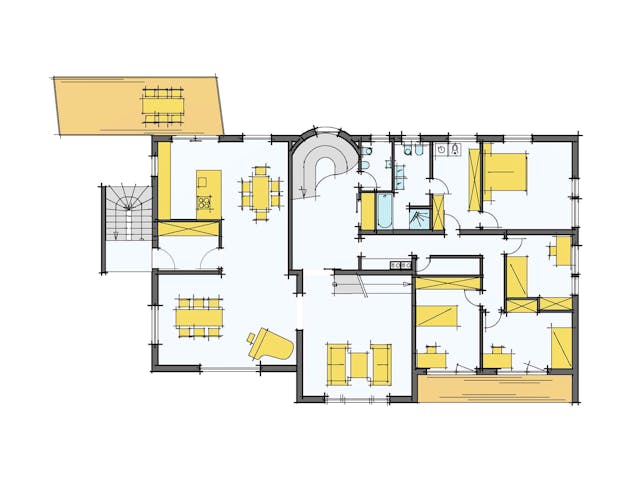 Fertighaus F280 - Mellert von Fluck Holzbau Schlüsselfertig ab 850000€, Blockhaus Grundriss 1