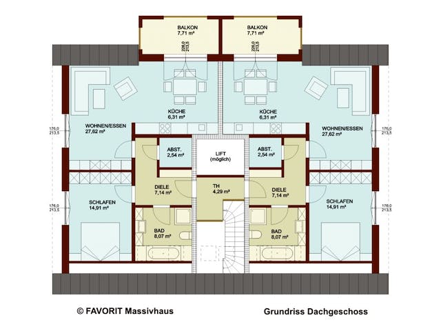 Massivhaus FORMAT 3-304 von Favorit Massivhaus Schlüsselfertig ab 829230€, Satteldach-Klassiker Grundriss 2