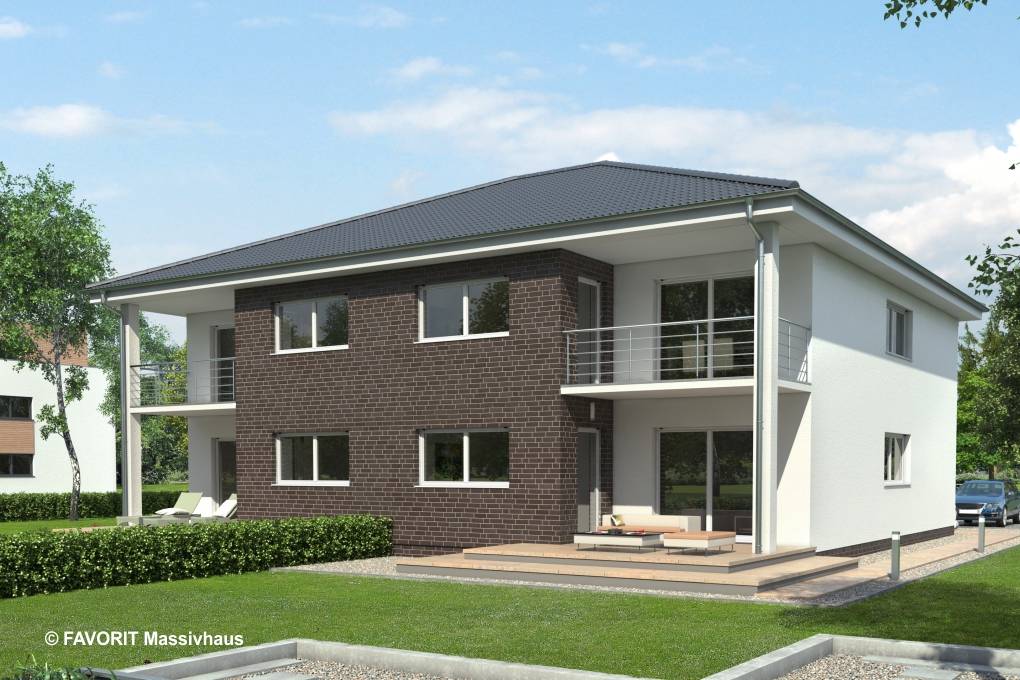 Massivhaus FORMAT 4-333 von Favorit Massivhaus Schlüsselfertig ab 935360€, Stadtvilla Außenansicht 2