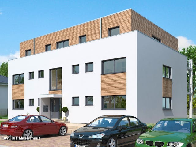 Massivhaus Format 5-484 von FAVORIT Massivhaus Schlüsselfertig ab 1143140€, Cubushaus Außenansicht 2