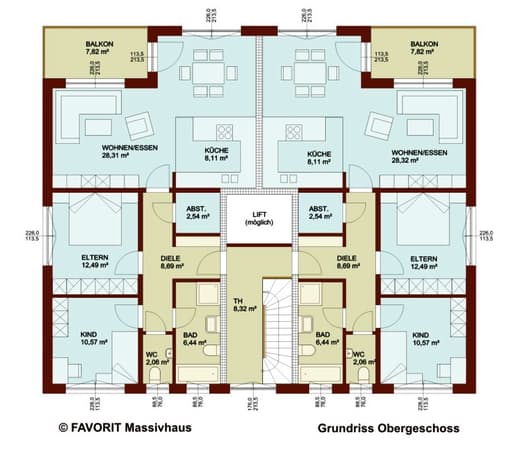 Massivhaus FORMAT 5-480 von Favorit Massivhaus Schlüsselfertig ab 1086980€, Cubushaus Grundriss 2