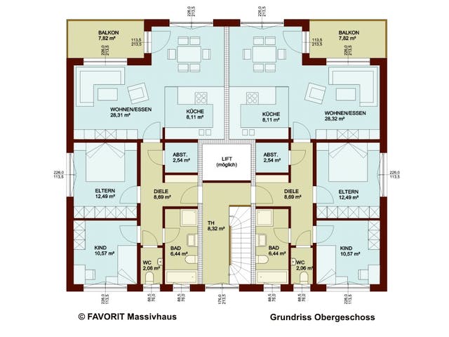 Massivhaus Format 5-484 von FAVORIT Massivhaus Schlüsselfertig ab 1143140€, Cubushaus Grundriss 2