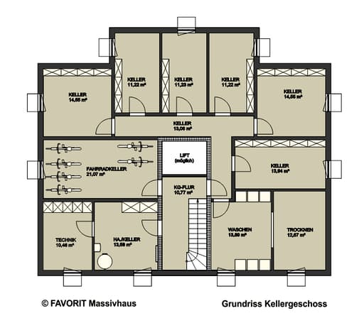 Massivhaus FORMAT 5-480 von Favorit Massivhaus Schlüsselfertig ab 1130460€, Cubushaus Grundriss 4