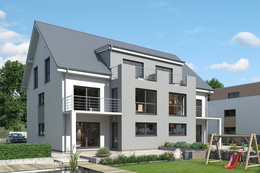 Massivhaus FORMAT 6-484 von Favorit Massivhaus Schlüsselfertig ab 1194660€, Satteldach-Klassiker Außenansicht 1