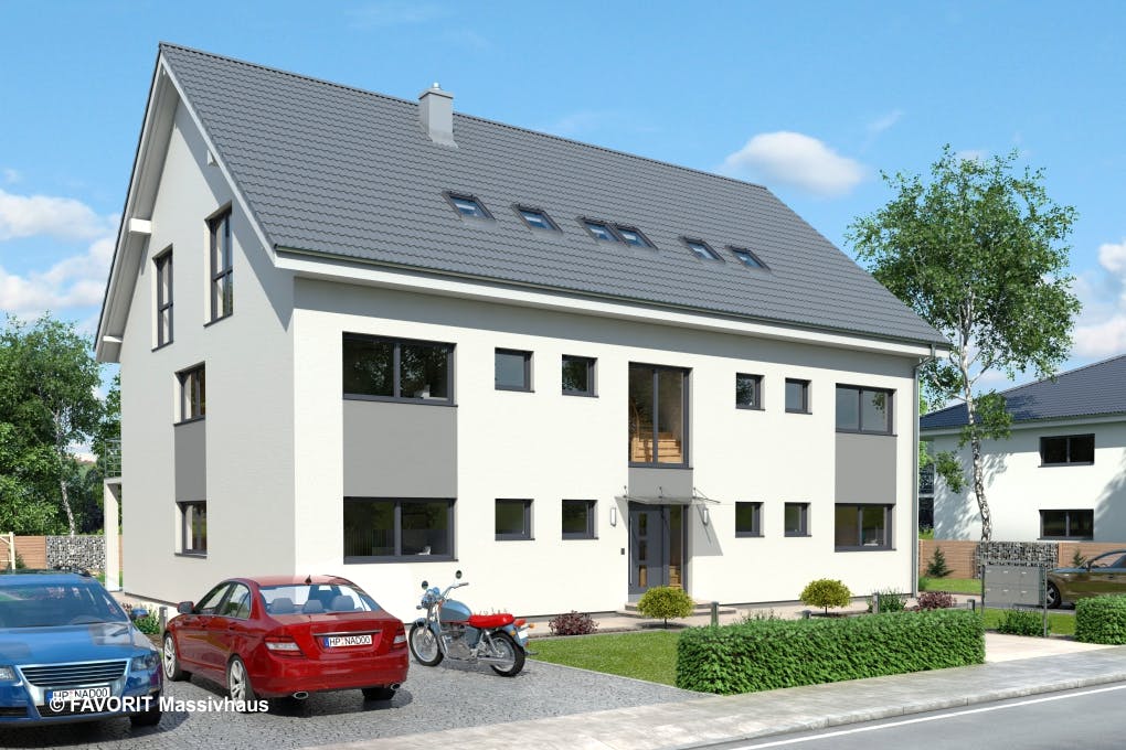Massivhaus FORMAT 6-484 von Favorit Massivhaus Schlüsselfertig ab 1194660€, Satteldach-Klassiker Außenansicht 2
