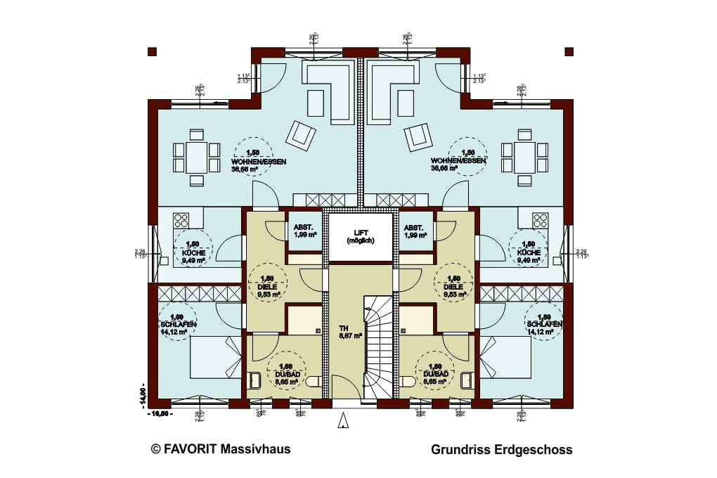 Massivhaus FORMAT 6-484 von Favorit Massivhaus Schlüsselfertig ab 1148720€, Satteldach-Klassiker Grundriss 1