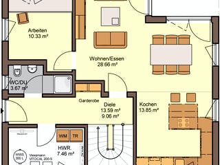 Fertighaus Fortuna von Büdenbender Hausbau, Satteldach-Klassiker Grundriss 1