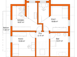 Fertighaus FR 80 - Kundenhaus von Frick, Satteldach-Klassiker Grundriss 1