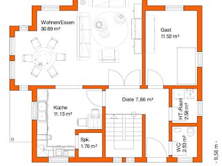 Fertighaus FR 80 - Kundenhaus von Frick, Satteldach-Klassiker Grundriss 2