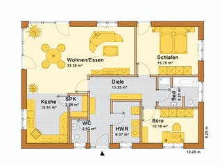 Fertighaus Haus Karlstadt von Holzbau Freisinger, Bungalow Grundriss 1
