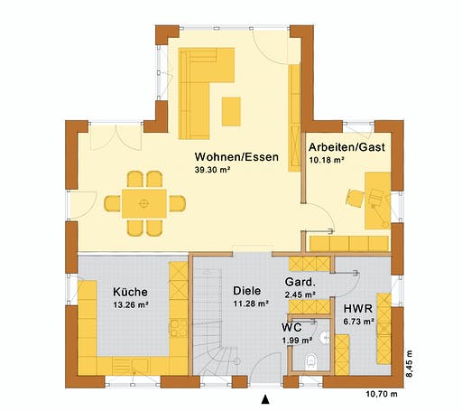 Fertighaus Haus Lohr von Holzbau Freisinger, Satteldach-Klassiker Grundriss 1