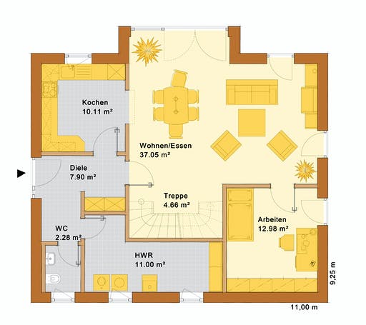 Fertighaus Haus Marktheidenfeld von Holzbau Freisinger, Satteldach-Klassiker Grundriss 1