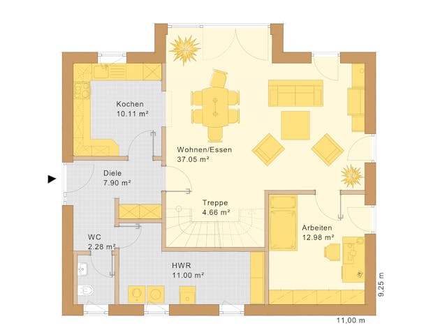 Fertighaus Haus Marktheidenfeld von Holzbau Freisinger, Satteldach-Klassiker Grundriss 1