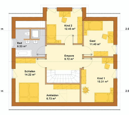 Fertighaus Haus Marktheidenfeld von Holzbau Freisinger, Satteldach-Klassiker Grundriss 2