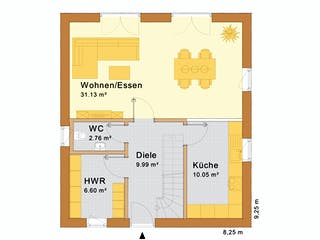 Fertighaus Haus Miltenberg von Holzbau Freisinger, Satteldach-Klassiker Grundriss 1