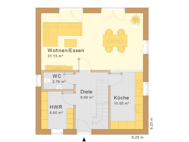 Fertighaus Haus Miltenberg von Holzbau Freisinger, Satteldach-Klassiker Grundriss 1