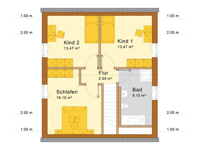 Fertighaus Haus Miltenberg von Holzbau Freisinger, Satteldach-Klassiker Grundriss 2