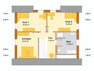 Fertighaus Haus Tauberbischofsheim von Holzbau Freisinger, Satteldach-Klassiker Grundriss 2