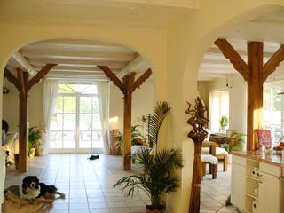 Fertighaus Klein Hansdorf von Fuhrberger Zimmerei Betriebsges. mbH, Fachwerk Innenansicht 2