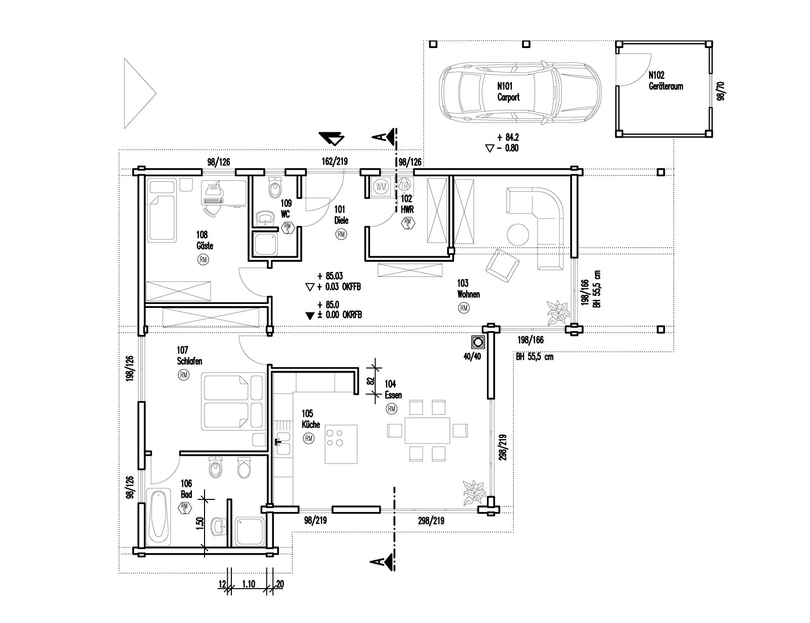 Blockhaus An der Sülz von Fullwood Wohnblockhaus Ausbauhaus ab 230000€, Bungalow Grundriss 1