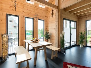 Blockhaus Auf der Röth von Fullwood Wohnblockhaus Bausatzhaus ab 145000€, Blockhaus Innenansicht 4