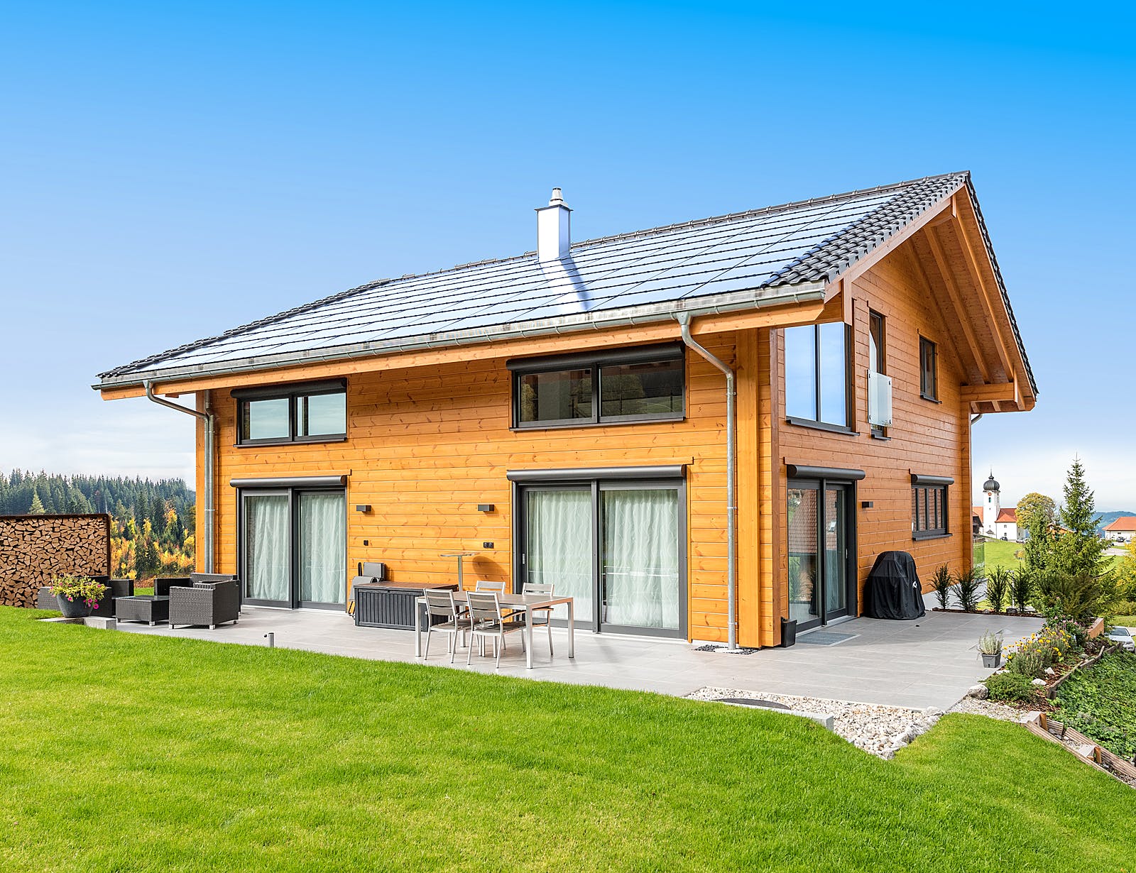 Blockhaus Entlebuch von Fullwood Wohnblockhaus Ausbauhaus ab 300000€, Blockhaus Außenansicht 2