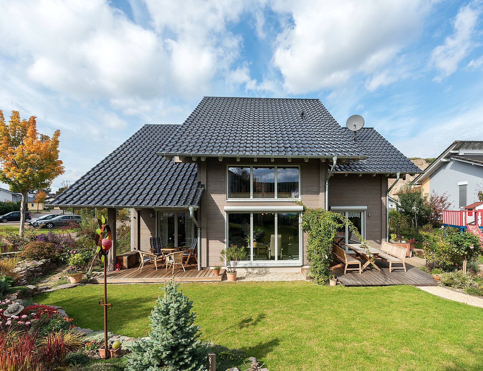 Blockhaus Felsblick von Fullwood Wohnblockhaus Ausbauhaus ab 280000€, Blockhaus Außenansicht 2