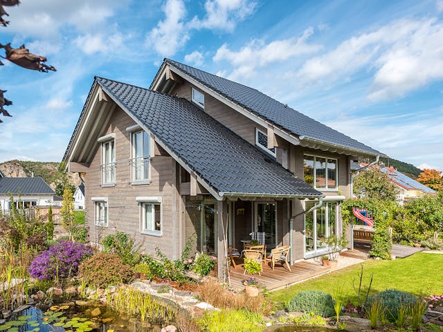 Blockhaus Felsblick von Fullwood Wohnblockhaus Ausbauhaus ab 430000€, Blockhaus Außenansicht 4