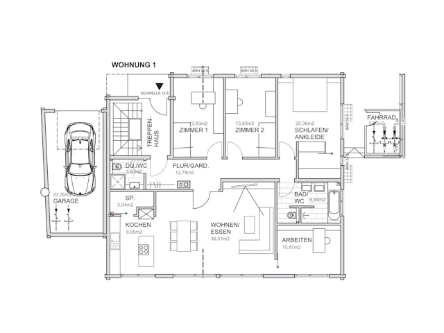 Blockhaus Heidelberg von Fullwood Wohnblockhaus Ausbauhaus ab 640000€, Blockhaus Grundriss 1