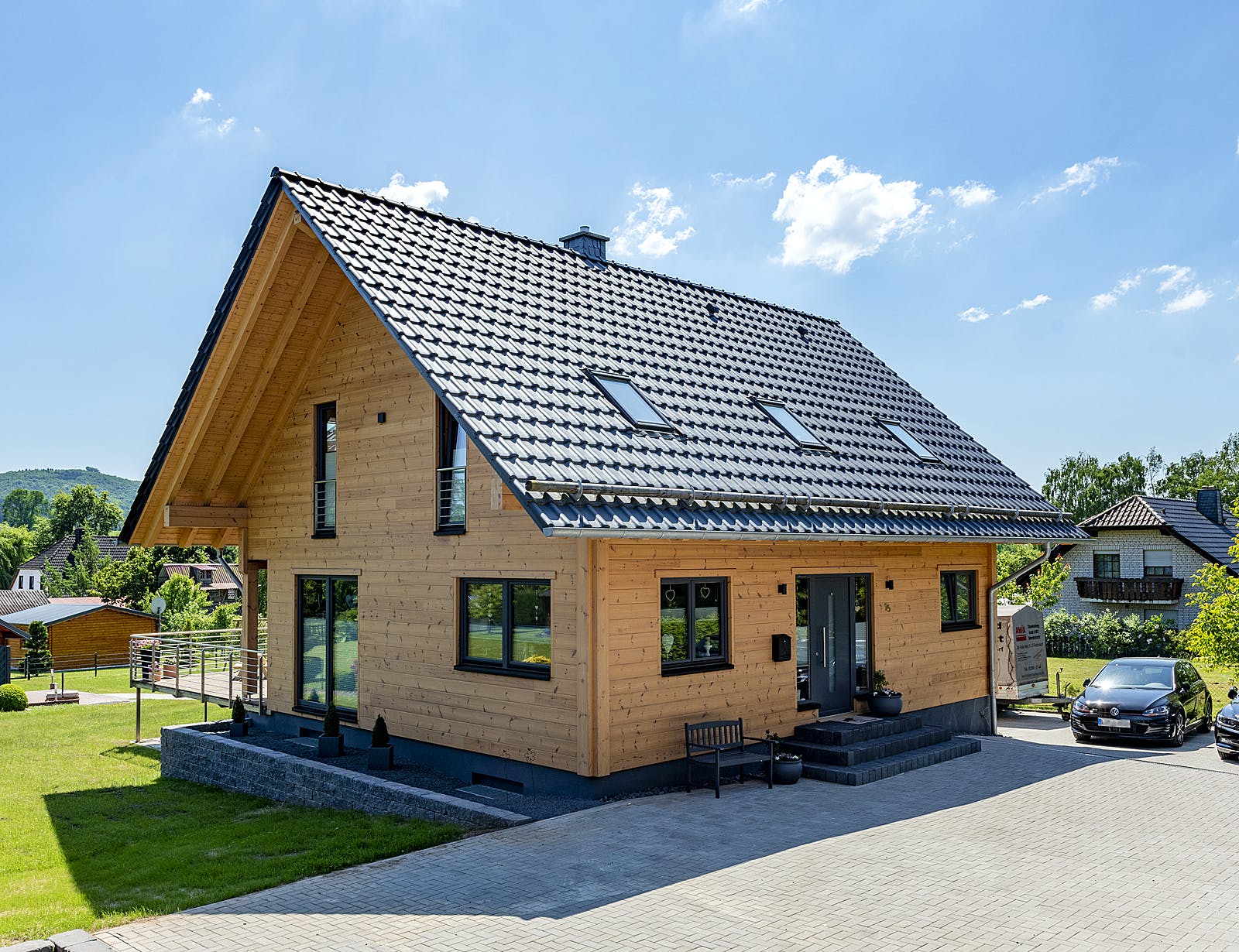 Blockhaus Köterbergblick von Fullwood Wohnblockhaus Ausbauhaus ab 190000€, Blockhaus Außenansicht 1