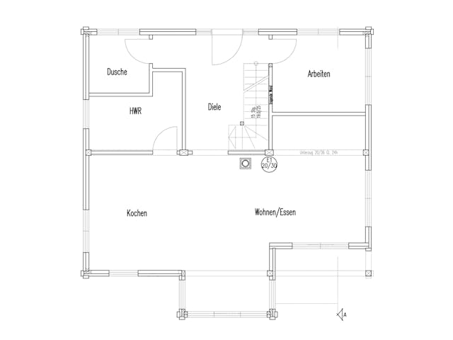 Blockhaus Köterbergblick von Fullwood Wohnblockhaus Bausatzhaus ab 250000€, Blockhaus Grundriss 1