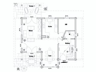 Blockhaus Mittelfranken von Fullwood Wohnblockhaus Ausbauhaus ab 200000€, Blockhaus Grundriss 1