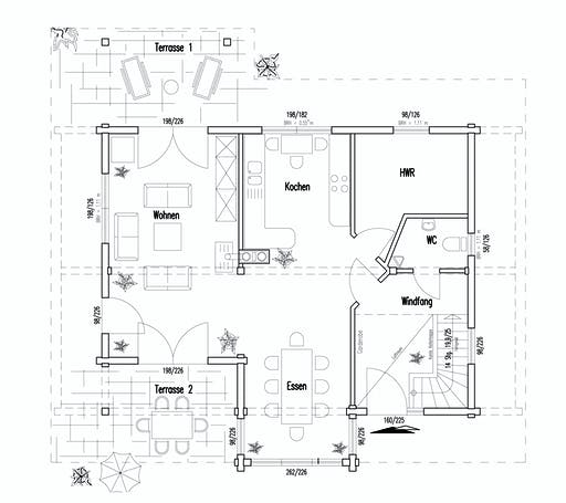 Blockhaus Mittelfranken von Fullwood Wohnblockhaus Ausbauhaus ab 200000€, Blockhaus Grundriss 1