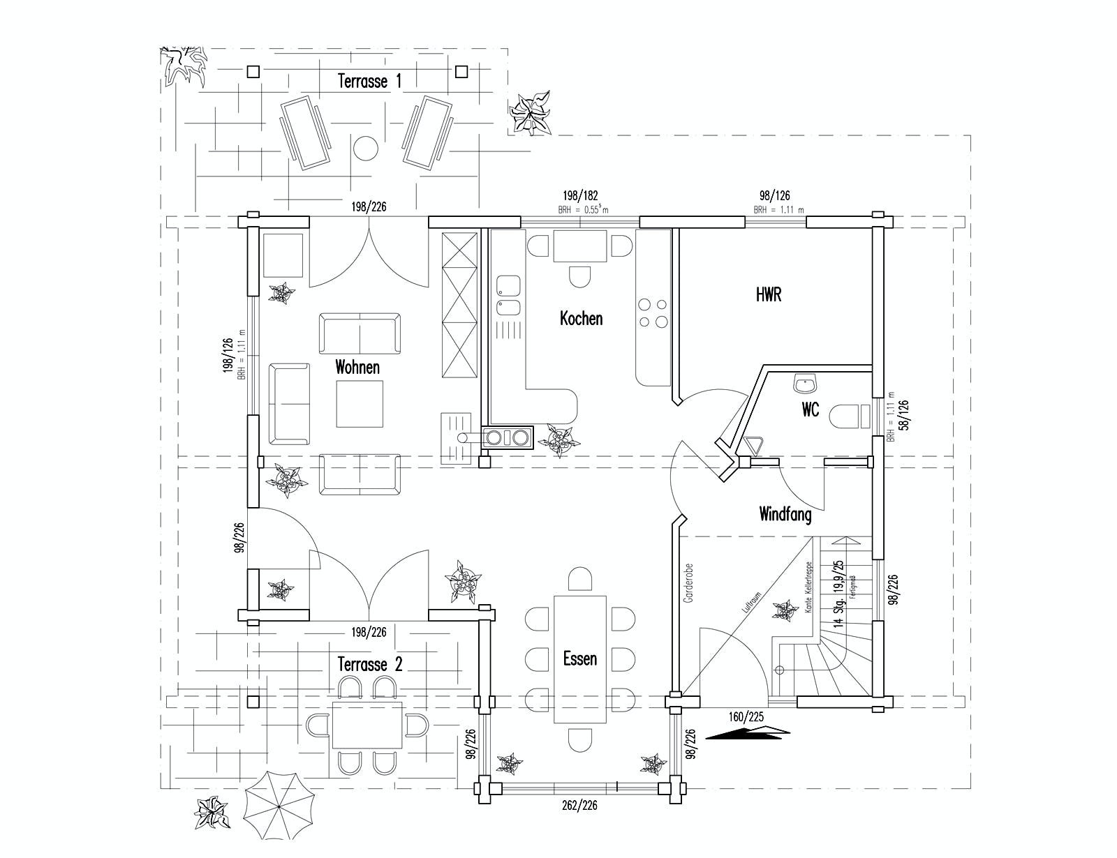 Blockhaus Mittelfranken von Fullwood Wohnblockhaus Ausbauhaus ab 200000€, Blockhaus Grundriss 1