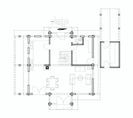 Blockhaus Münsterland von Fullwood Wohnblockhaus Ausbauhaus ab 260000€, Blockhaus Grundriss 1