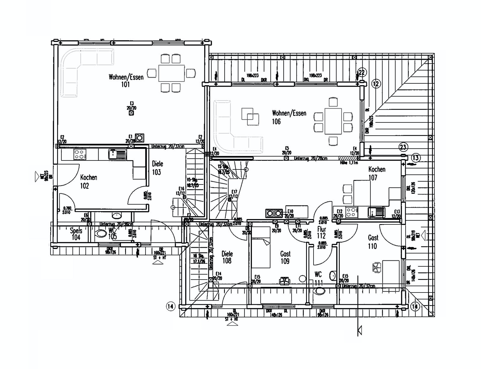 Blockhaus Provence von Fullwood Wohnblockhaus Ausbauhaus ab 500000€, Blockhaus Grundriss 1
