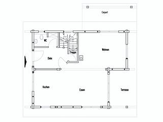 Blockhaus RheinglĂŒck von Fullwood Wohnblockhaus Ausbauhaus ab 160000âŹ, Blockhaus Grundriss 1