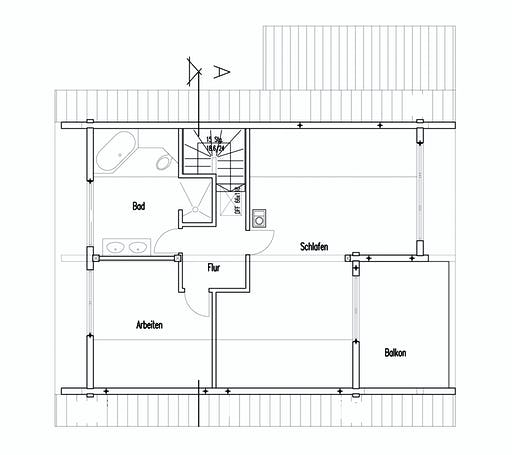 Blockhaus Rheinglück von Fullwood Wohnblockhaus Ausbauhaus ab 160000€, Blockhaus Grundriss 2