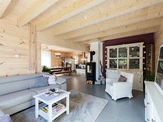 Blockhaus Rheinglück von Fullwood Wohnblockhaus Ausbauhaus ab 160000€, Blockhaus Innenansicht 3