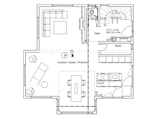 Blockhaus Schwarzwaldblick von Fullwood Wohnblockhaus Bausatzhaus ab 360000€, Satteldach-Klassiker Grundriss 1