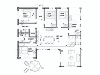 Blockhaus Seeblick von Fullwood Wohnblockhaus Ausbauhaus ab 290000€, Bungalow Grundriss 1