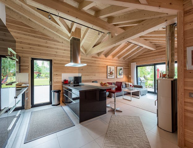 Landhaus-Bungalow in Blockbauweise: Innenansicht