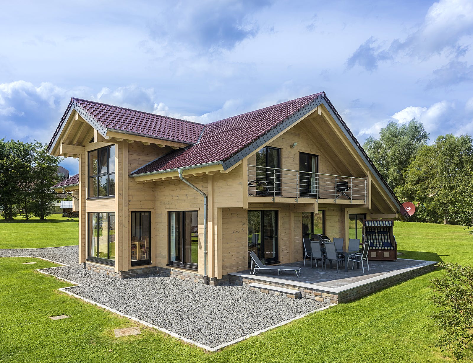 Blockhaus Wiesengrund von Fullwood Wohnblockhaus Ausbauhaus ab 280000€, Blockhaus Außenansicht 2