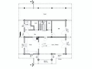 Blockhaus Wiesengrund von Fullwood Wohnblockhaus Ausbauhaus ab 280000âŹ, Blockhaus Grundriss 1