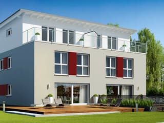 Fertighaus Das Funktionale 176 (inaktive) von ekodom Schlüsselfertig ab 209137€, Pultdachhaus Außenansicht 1