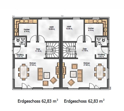 Fertighaus Das Funktionale 122 (inaktive) von ekodom Schlüsselfertig ab 163402€, Stadtvilla Grundriss 1