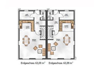 Fertighaus Das Funktionale 124 (inaktive) von ekodom Schlüsselfertig ab 164948€, Satteldach-Klassiker Grundriss 1